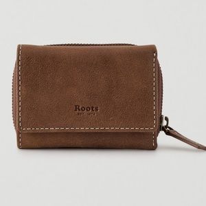 Roots Small Trifold Clutch Tribe Leather Wallet